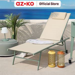 AZKO Soleil Kursi Pantai 5 Posisi Dengan Bantal & Roda - Putih Ivory