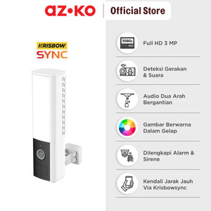 AZKO Krisbow Sync Smart Ip Camera Floodlight Flight 3 Mp 7T Smart Cctv Kamera Pengawas Pintar Camera Pengintai Alat Keamanan Rumah Spy Cam