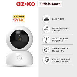 AZKO Krisbow Sync Smart Ip Camera Wifi Pt Speed 3Mp 15T Smart Cctv Kamera Pengawas Pintar Camera Pengintai Alat Keamanan Rumah Spy Cam