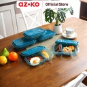 AZKO Kris Set 5 Pcs Wadah Makanan 2 Sekat Rectangel - Biru