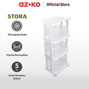 AZKO Stora Rak Troli 3 Tingkat Dengan Plastik Bowl - Putih