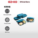 AZKO Kris Set 5 Pcs Wadah Makanan 2 Sekat Rectangel - Biru