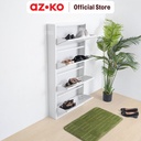 AZKO Stora Kabinet Sepatu 4 Tingkat - Putih Organizer Sandal Dan Sepatu Rak Lemari Alas Kaki Serbaguna Tempat Penyimpanan Sendal