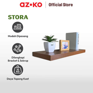 AZKO Stora 60 cm Rak Dinding Dekorasi - Cokelat Walnut