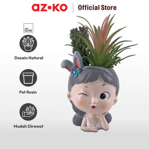AZKO Arthome Tanaman Artifisial Sukulen Dengan Pot Anima Wink