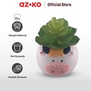 AZKO Arthome Tanaman Artifisial Sukulen Dengan Pot Anima Cow
