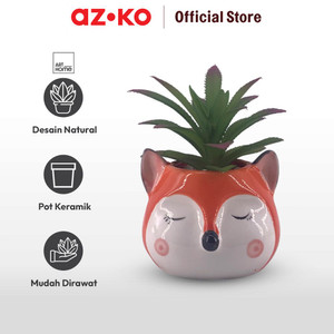 AZKO Arthome Tanaman Artifisial Sukulen Dengan Pot Anima Fox