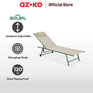 AZKO Soleil Kursi Pantai 5 Posisi Dengan Bantal & Roda - Putih Ivory