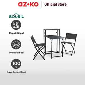 AZKO Soleil Set 3 Pcs Kursi & Meja Teras Lipat - Hitam