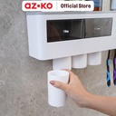 AZKO Stora Tempat Sikat Gigi Dengan 4 Gelas - Putih/Hitam