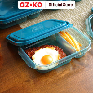 AZKO Kris Set 5 Pcs Wadah Makanan 2 Sekat Rectangel - Biru