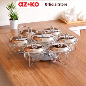 AZKO Delicia Set 7 Pcs Sabinex Penghangat Makanan Dengan Dasar Putar