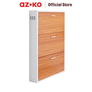 AZKO Stora Kabinet Sepatu 3 Tingkat - Cokelat Organizer Sandal Dan Sepatu Rak Lemari Alas Kaki Serbaguna Tempat Penyimpanan Sendal