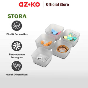 AZKO Stora 8.3x8.3x4.5 Cm Set 5 Pcs Organizer Laci - Abu-Abu