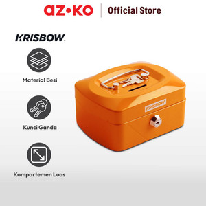 AZKO Krisbow 15.8X12X8 Cm Cash Box Manual Lock - Oranye