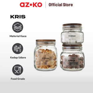 AZKO Kris Set 3 Pcs Stoples Kaca Dengan Tutup Kayu