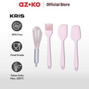 AZKO Kris Set 4 Pcs Alat Masak Kue Mini - Pink Mini Baking Utensil Whisk Brush Silikon Spatula Peralatan Masak Food Grade