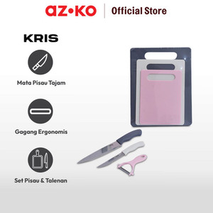 AZKO Kris Set 6 Pcs Pisau Dapur Dengan Talenan - Ungu Lavender