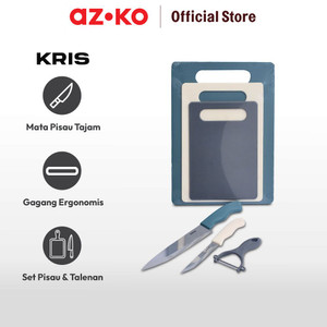 AZKO Kris Set 6 Pcs Pisau Dapur Dengan Talenan - Biru