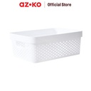 AZKO Stora 12 Ltr Keranjang Penyimpanan Dots Dengan Tutup - Putih