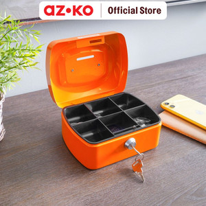 AZKO Krisbow 15.8X12X8 Cm Cash Box Manual Lock - Oranye