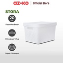 AZKO Stora 20 Ltr Keranjang Penyimpanan Dots Dengan Tutup - Putih