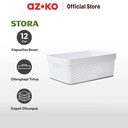 AZKO Stora 12 Ltr Keranjang Penyimpanan Dots Dengan Tutup - Putih