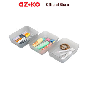 AZKO Stora 18x13x4.5 Cm Set 3 Pcs Organizer Laci - Abu-Abu
