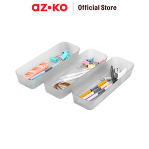 AZKO Stora 26x8.5x4.5 Cm Set 3 Pcs Organizer Laci - Abu-Abu