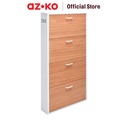 AZKO Stora Kabinet Sepatu 4 Tingkat - Cokelat Organizer Sandal Dan Sepatu Rak Lemari Alas Kaki Serbaguna Tempat Penyimpanan Sendal