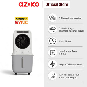 AZKO Krisbow Sync 25 ltr Smart Air Cooler - Putih/Abu-Abu Smart Ice Conditioner Pendingin Ruangan Penyejuk Udara Kipas Angin Evaporasi Cooling Fan