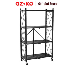 AZKO Stora Rak Penyimpanan 4 Tingkat Foldable - Hitam