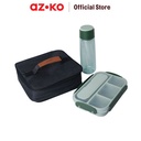 AZKO Kris Kotak Makan 3 Sekat Dengan Botol Minum & Tas - Hijau