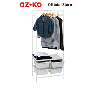 AZKO Stora Gantungan Pakaian Dengan 4 Tray Plastik