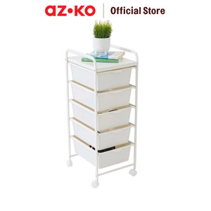 AZKO Stora Rak Penyimpanan Dengan 5 Tray Plastik - Putih