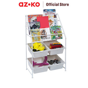 AZKO Stora Rak Buku Anak Dengan 4 Tray Plastik - Putih