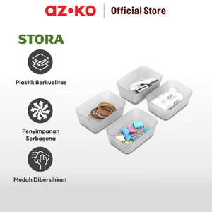 AZKO Stora 12.5x8.5x4.5 Cm Set 4 Pcs Organizer Laci - Abu-Abu