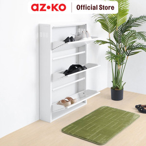 AZKO Stora Kabinet Sepatu 3 Tingkat - Putih Organizer Sandal Dan Sepatu Rak Lemari Alas Kaki Serbaguna Tempat Penyimpanan Sendal