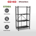 AZKO Stora Rak Penyimpanan 4 Tingkat Foldable - Hitam