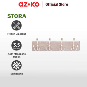 AZKO Stora 45x9x6.5 Cm Gantungan Pakaian Dinding 4 Pengait - Silver