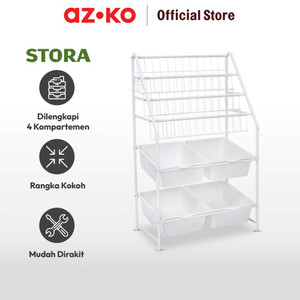 AZKO Stora Rak Buku Anak Dengan 4 Tray Plastik - Putih