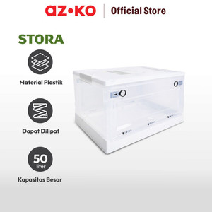 AZKO Stora 52X36X30 Cm Kotak Penyimpanan Lipat Dengan Roda - Putih