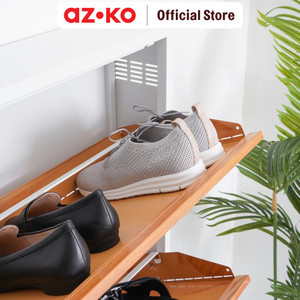 AZKO Stora Kabinet Sepatu 4 Tingkat - Cokelat Organizer Sandal Dan Sepatu Rak Lemari Alas Kaki Serbaguna Tempat Penyimpanan Sendal