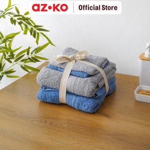 AZKO Forhom Set 4 Pcs Handuk Mandi & Olahraga - Abu-Abu/Biru