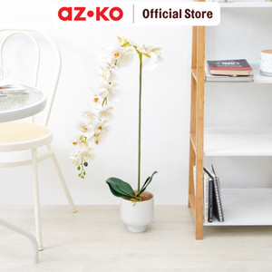 AZKO Arthome Bunga Artifisial Orchid 1 Stem Dengan Pot - Putih