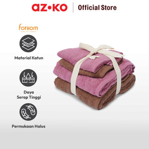 AZKO Forhom Set 4 Pcs Handuk Mandi & Olahraga - Pink/Cokelat