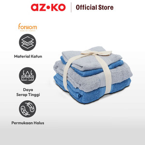 AZKO Forhom Set 4 Pcs Handuk Mandi & Olahraga - Abu-Abu/Biru