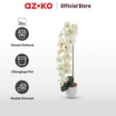 AZKO Arthome Bunga Artifisial Orchid 1 Stem Dengan Pot - Putih
