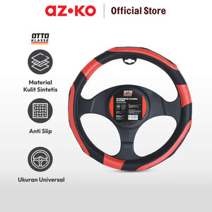 AZKO Otto Klasse Sarung Stir Mobil Grip - Hitam/Merah