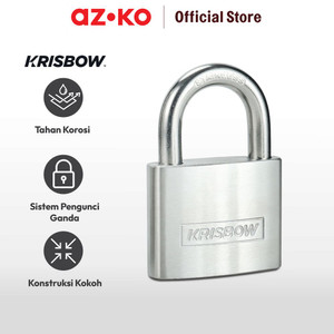 AZKO Krisbow 6.3 Cm Gembok Stainless Steel Brass Cylinder - Silver